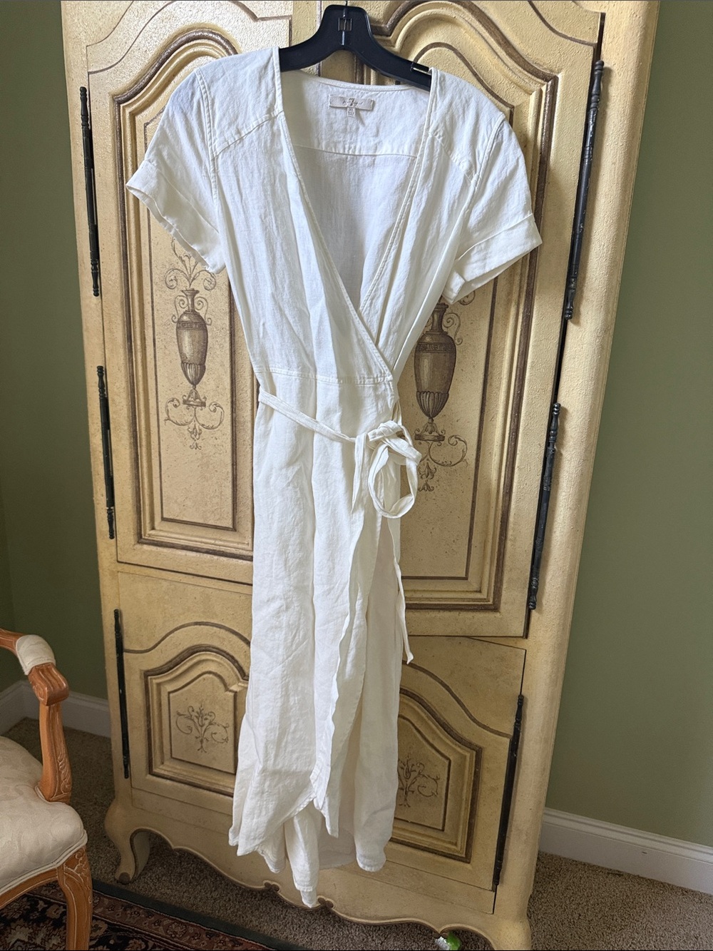 7 For All Mankind White Linen Blend Top